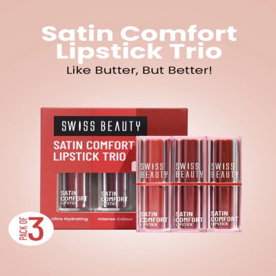 Swiss Beauty Satin Comfort Lipstick Trio 3-in-1